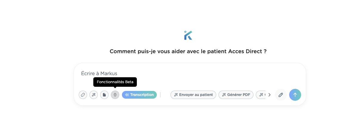 La prise « Fonctionnalités Beta » dans la barre d'outils.