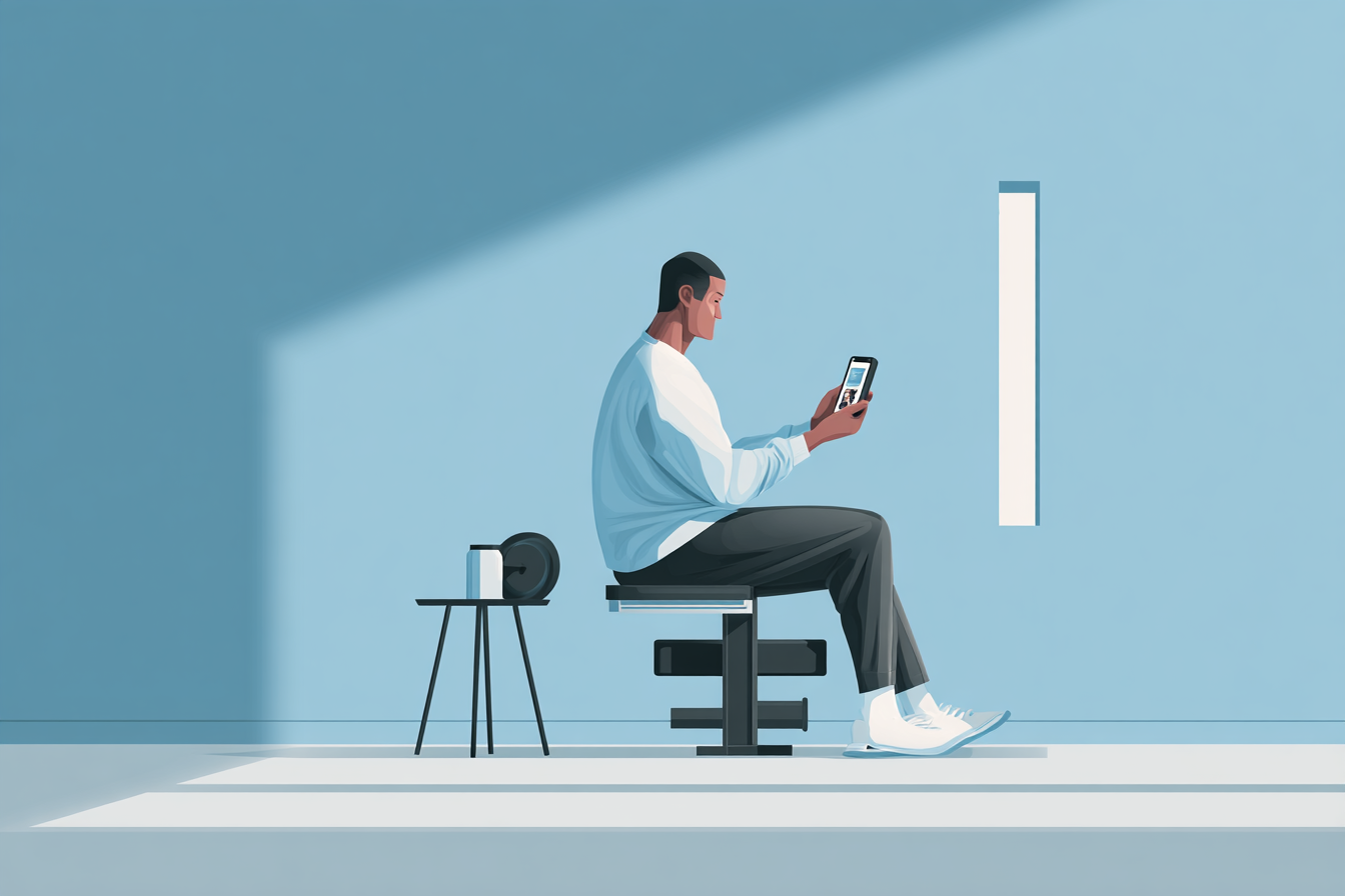 A patient reading their exercises on their phone