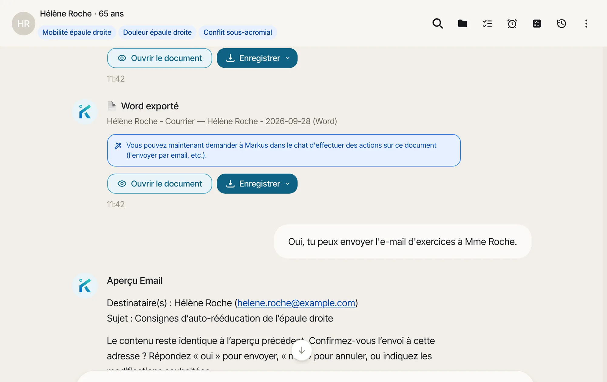 Le courrier est prêt, l'e-mail attend votre accord