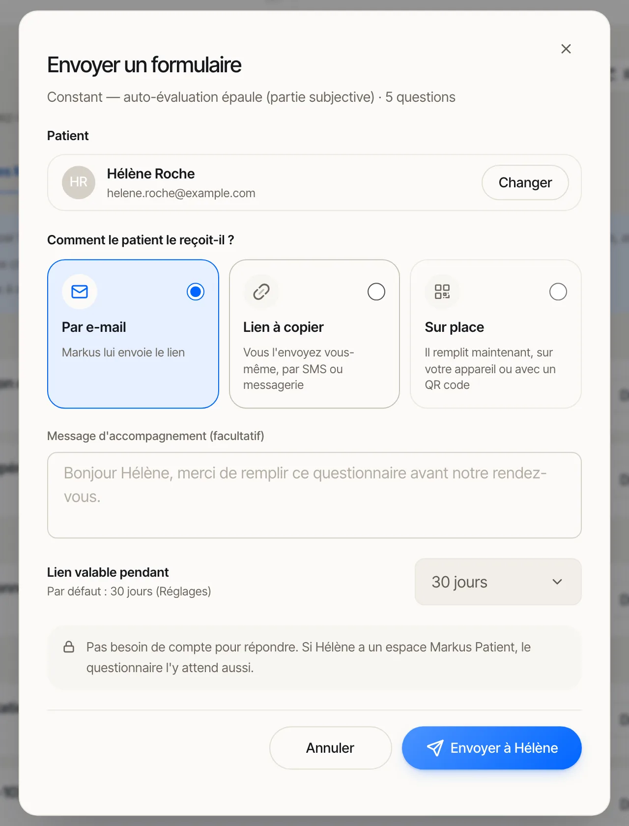Sending: by email, with a link, or on site